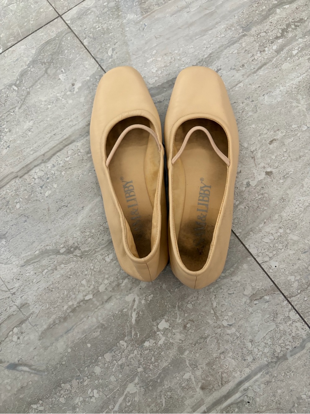 Sam & Libby Soft Beige Square-Toe Ballet Flats